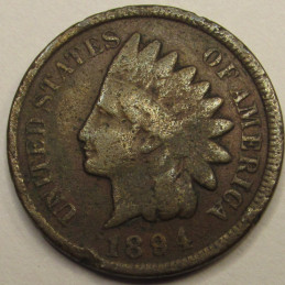 1894 Indian Head Cent - lower mintage American Indian penny coin