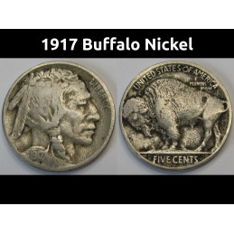 1917 Buffalo Nickel - antique American Indian design five cent coin