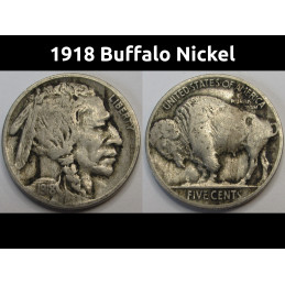 1918 Buffalo Nickel - antique American five cent coin