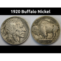 1920 Buffalo Nickel - antique 1920s American Indian design coin