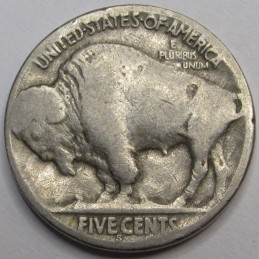 1920 S Buffalo Nickel - antique San Francisco mintmark American five cent coin