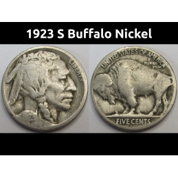 1923 S Buffalo Nickel - antique San Francisco mintmark better date coin