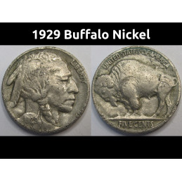 1929 Buffalo Nickel - antique detailed American Indian coin