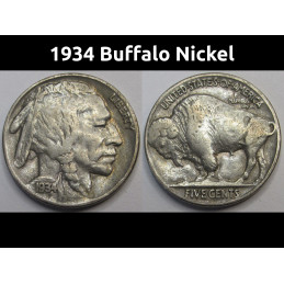 1934 Buffalo Nickel - antique better condition bison coin