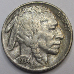 1934 Buffalo Nickel - antique better condition bison coin