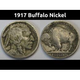 1917 Buffalo Nickel - antique WW1 era American Indian five cent coin