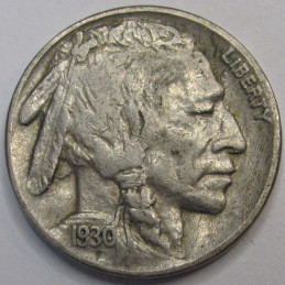 1930 Buffalo Nickel - antique better grade American Indian five cent coin