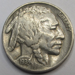 1934 Buffalo Nickel - antique better condition five cent coin