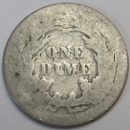 1889 Seated Liberty Dime - antique 1800s American silver dime