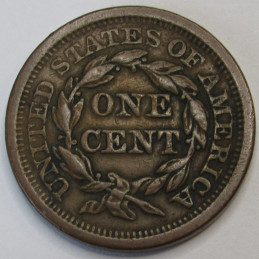 1857 Braided Hair Large Cent - Large Date - final year of issue copper large cent