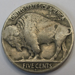 1913 D Buffalo Nickel - Type 2 - antique key date American bison niekl