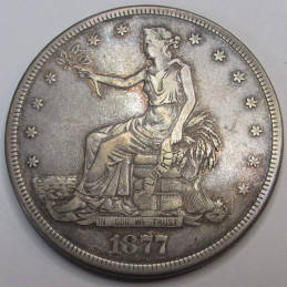 1877 S Trade Dollar - antique beautiful American historic silver dollar coin 