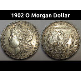 1902 O Morgan Dollar - antique American silver dollar from New Orleans mint