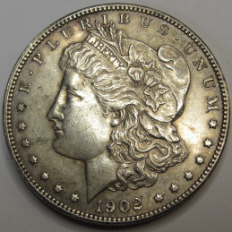 1902 O Morgan Dollar - antique American silver dollar from New Orleans mint