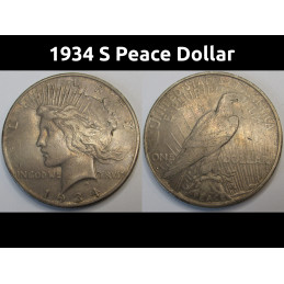 1934 S Peace Dollar - antique better date San Francisco mintmark American silver dollar