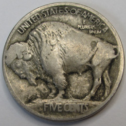 1913 Buffalo Nickel - Type 1 - antique raised mound design antique bison nickel