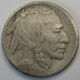 1913 D Buffalo Nickel - Type 1 - antique American bison design coin