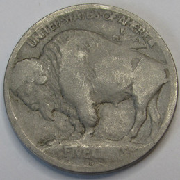 1913 S Buffalo Nickel - Type 1 - antique San Francisco mintmark bison nickel