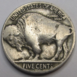 1914 Buffalo Nickel - antique second year of issue American Indian coin