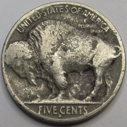 1916 D Buffalo Nickel - antique Denver mintmark American bison nickel