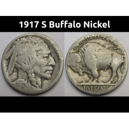 1917 S Buffalo Nickel - better date San Francisco mintmark American coin