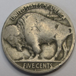 1918 D Buffalo Nickel - better date Denver mintmark American bison coin