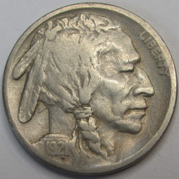 1921 S Buffalo Nickel - antique  semi-key date San Francisco mintmark five cent coin