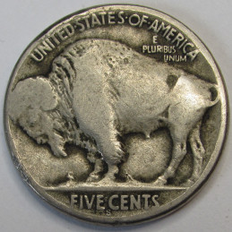 1924 S Buffalo Nickel - antique San Francisco mintmark American Indian coin