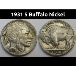 1931 S Buffalo Nickel - better date low mintage San Francisco mintmark coin