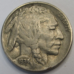 1934 D Buffalo Nickel - well detailed American Indian coin with Denver mintmark