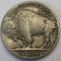 1934 D Buffalo Nickel - well detailed American Indian coin with Denver mintmark