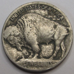 1913 Buffalo Nickel - Type 1 - first year of issue raised mound bison nickel