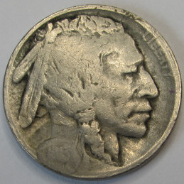 1913 D Buffalo Nickel - Type 2 - antique key date American bison coin