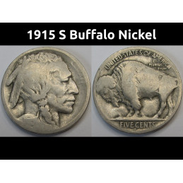 1915 S Buffalo Nickel - antique San Francisco mintmark American coin