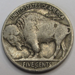 1916 D Buffalo Nickel - antique Denver mintmark American bison design coin