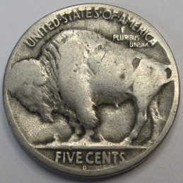 1918 D Buffalo Nickel - antique Denver mintmark American Indian coin