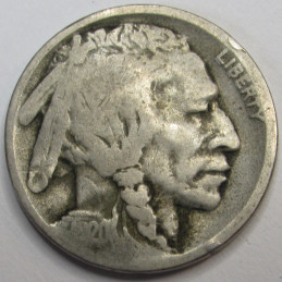 1920 D Buffalo Nickel - antique Denver mintmark American Indian coin