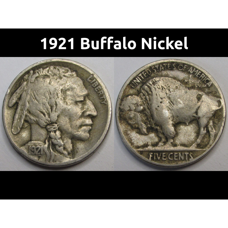 1921 Buffalo Nickel - better condition antique bison nickel