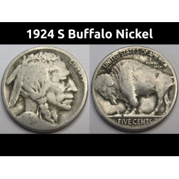 1924 S Buffalo Nickel - lower mintage antique San Francisco mintmark coin