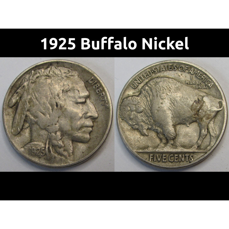 1925 Buffalo Nickel - antique better condition American Indian coin