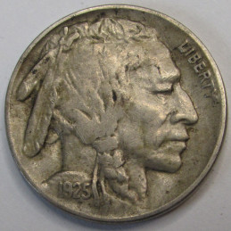 1925 Buffalo Nickel - antique better condition American Indian coin