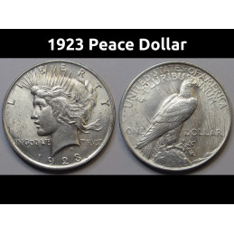 1923 Peace Dollar - uncirculated antique American silver dollar coin