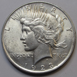 1923 Peace Dollar - uncirculated antique American silver dollar coin