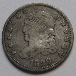 1829 Capped Bust Half Dime - antique small silver five cent coin