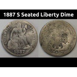 1887 S Seated Liberty Dime - antique San Francisco mintmark American dime