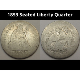 1853 Seated Liberty Quarter - Arrows and Rays - pre Civil War silver quarter