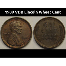 1909 VDB Lincoln Wheat Cent - historic antique first year of issue American penny