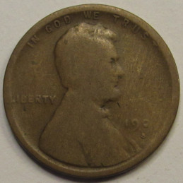 1909 S Lincoln Wheat Cent - historic low mintage American wheat penny