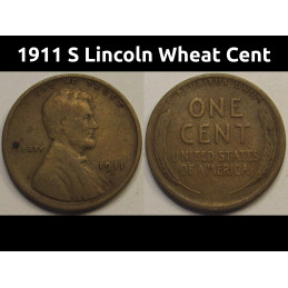 1911 S Lincoln Wheat Cent - semi-key date San Francisco mintmark penny