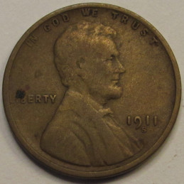 1911 S Lincoln Wheat Cent - semi-key date San Francisco mintmark penny